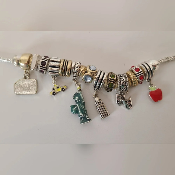 "I Love New York" Charms Bracelet, Silver Tone - Picture 4 of 5